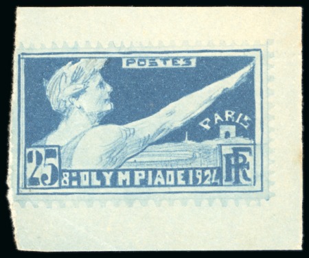 Stamp of Olympics » 1924 Paris » Essays and Proofs 1924 Paris Olympics photographic essay in blue of the 25c value showing an athlete doing the Olympic salute above Paris