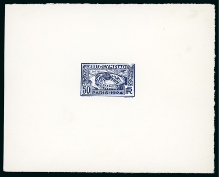 Stamp of Olympics » 1924 Paris » Essays and Proofs 1924 Paris Olympics proof of the unissued 50c Nimes stadium design in blue