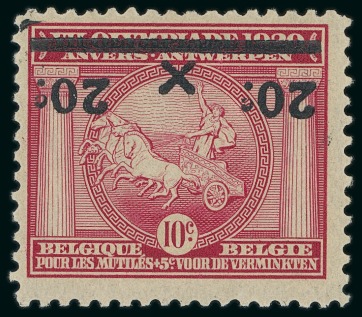 Stamp of Olympics » 1920 Antwerp 1921 Olympics 20c on 10c with surcharge inverted, mint nh