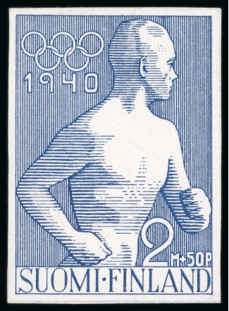 Stamp of Olympics » 1940 Helsinki (Cancelled) 1940 Helsinki essay by E. & A. Rapp in blue, showing the Paavo Nuurmi statue
