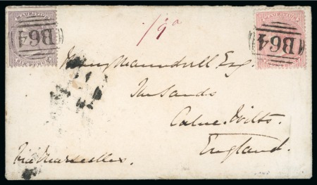 Stamp of Seychelles » Mauritius Used in Seychelles 1864 (Oct 22) Envelope to England paying the 10d rate via Marseille franked 1863-72 4d rose and 6d dull violet
