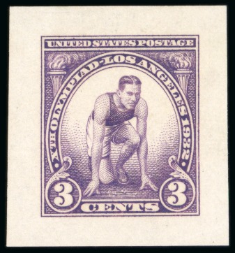 Stamp of Olympics » 1932 Los Angeles 1932 Los Angeles Olympics 3c die proof on India paper, cut to stamp-size