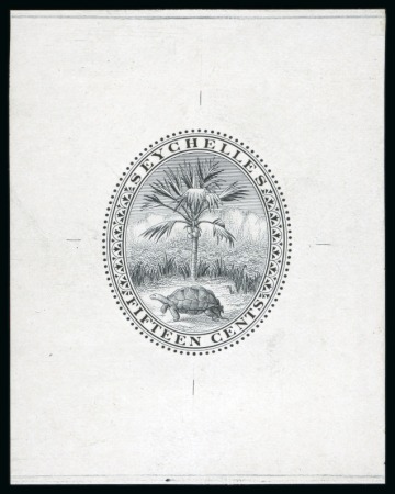 Stamp of Seychelles » Postal Stationery 1894 15c Envelope stamp DIE PROOF in black on wove