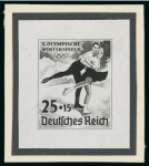 Stamp of Olympics » 1940 Garmisch-Parternkirchen (Cancelled) 1940 Garmisch-Partekirchen, pair of stamp-size photographic essays of 6+4pf and 25+15pf unissued stamps