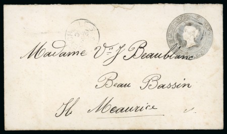 Stamp of Seychelles » Mauritius Used in Seychelles 1885 Mauritius 8c grey stationery envelope addressed