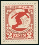 Stamp of Olympics » 1932 Los Angeles 1932 Los Angeles 2c handpainted essay on thick card, 15x17.5cm, in red and white with inked perforations