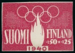 Stamp of Olympics » 1940 Helsinki (Cancelled) 1940 Helsinki essay by Karajainen, group with enlarged essay in black ink and China white