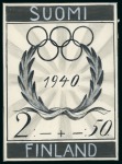 Stamp of Olympics » 1940 Helsinki (Cancelled) 1940 Helsinki essay by Olaf Eriksson, with enlarged essay and stamp-size essay
