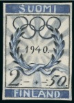 Stamp of Olympics » 1940 Helsinki (Cancelled) 1940 Helsinki essay by Olaf Eriksson, with enlarged essay and stamp-size essay
