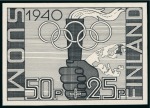 Stamp of Olympics » 1940 Helsinki (Cancelled) 1940 Helsinki essay, possibly by Jysky, with an enlarged essay and five proofs