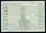 Stamp of Olympics » 1940 Helsinki (Cancelled) 1940 Helsinki essay, possibly by Jysky, with an enlarged essay and five proofs