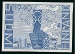 Stamp of Olympics » 1940 Helsinki (Cancelled) 1940 Helsinki essay, possibly by Jysky, with an enlarged essay and five proofs