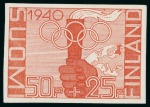 Stamp of Olympics » 1940 Helsinki (Cancelled) 1940 Helsinki essay, possibly by Jysky, with an enlarged essay and five proofs