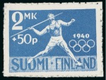 Stamp of Olympics » 1940 Helsinki (Cancelled) 1940 Helsinki essay by Tapio Virkala, showing Javelin thrower plus 3 proofs