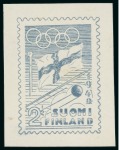 Stamp of Olympics » 1940 Helsinki (Cancelled) 1940 Helsinki essay by an unknown artist, showing Olympic Rings above the Finnish flag, plus a proof