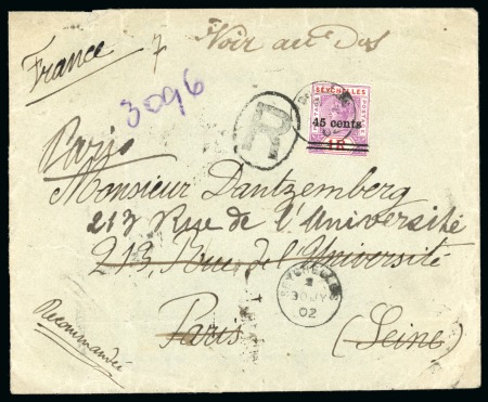 Stamp of Seychelles » Regular Issues 1896-1902 Three registered covers, comprising 1896