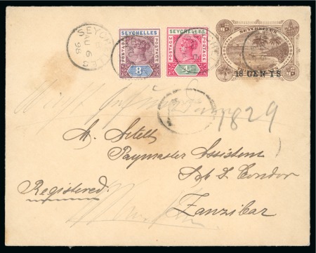 Stamp of Seychelles » Postal Stationery 1898 Aug 6 18 CENTS on 30c brown stationery envelope