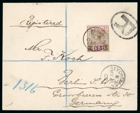 Stamp of Seychelles » Regular Issues 1902 (May 8) Registered envelope to Germany franked 36 CENTS on 45c