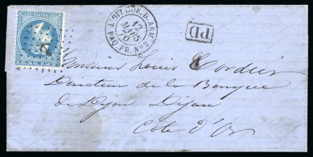 Stamp of Seychelles » Prestamp Postal History 1870 12 Mars Cordier Correspondence entire franked