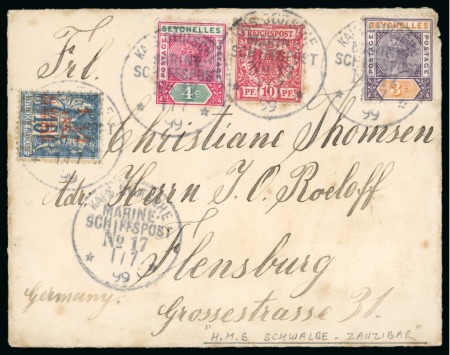 Stamp of Seychelles » Regular Issues 1899 July 1 Envelope franked Seychelles 3c + 4c in