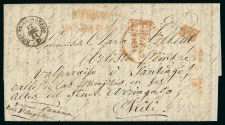 Stamp of Chile 1849-53. Correspondence comprising 15 incoming entire letters