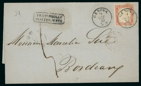Stamp of Italian States » Sardinia 1857-61. Two covers to France bearing well margined
