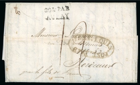 Stamp of Mauritius » Pre-Stamp & Stampless Postal History 1820 (Sept 15). Entire letter to Bordeaux, with a very late usage of the Post Paid postmark