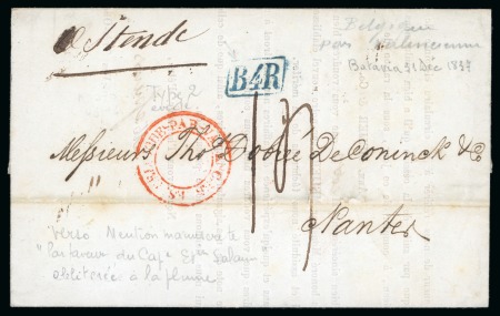 Stamp of Netherlands » Netherlands Colonies » Netherlands Indies 1838 (Dec 31). Entire letter from Batavia to Nantes via Belgium with entry marking