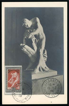 Stamp of Olympics » 1924 Paris » Postcards 1924 Paris maxi card showing the statue of Milo of Croton franked on the picture side by Olympic 30c