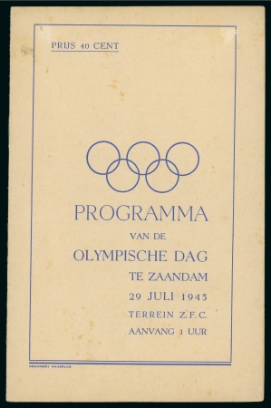 Stamp of Olympics » 1944 Jubilee 1945 & 1947 Netherlands Olympic Committee "Olympic Day" programmes, plus a ticket