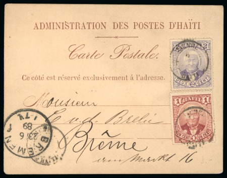 Stamp of Haiti 1889 (June 6). "Administration des Postes D'Haïti/Carte