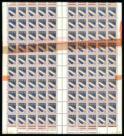 Stamp of France » Émissions à partir de 1900 1962-65, Feuille de 100 timbres ** Y&T n°1353 Armoirie