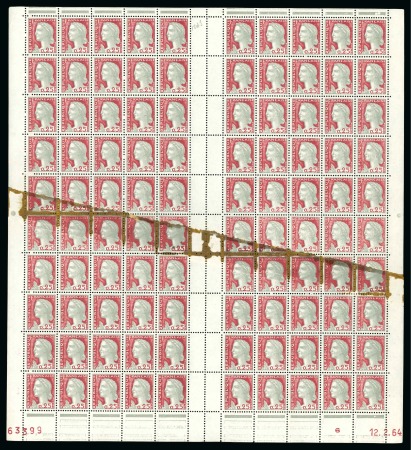 Stamp of France » Émissions à partir de 1900 1960, Feuille de 100 timbres ** Y&T n°1263 Marianne