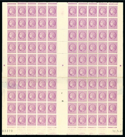 Stamp of France » Émissions à partir de 1900 1945-47, Feuille de 100 timbres ** Y&T n°679 Type