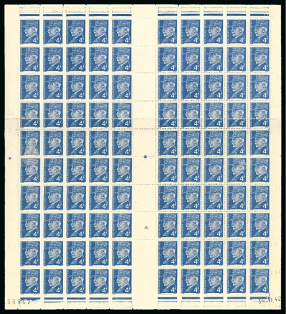 Stamp of France » Émissions à partir de 1900 1941-42, Feuille de 100 timbres ** Y&T n°521A Pétain