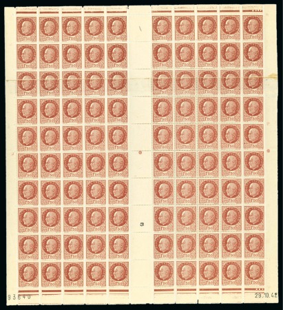 Stamp of France » Émissions à partir de 1900 1941-42, Feuille de 100 timbres ** Y&T n°517 Pétain
