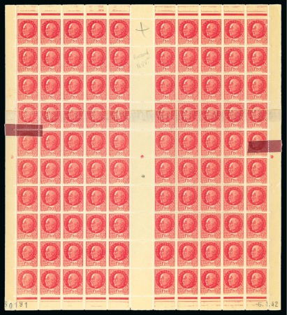 Stamp of France » Émissions à partir de 1900 1941-42, Feuille de 100 timbres ** Y&T n°516 Pétain