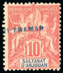 Stamp of Colonies françaises » Sultanat d'Anjouan 1900-07, Type Merson Y&T n°14 10 centimes rouge avec