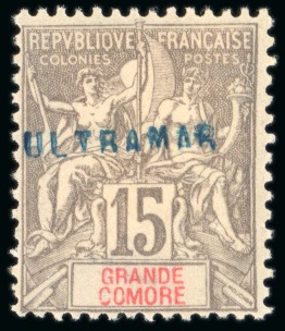 Stamp of Colonies françaises » Comores 1900-07, Type Groupe Y&T n°15 15 centimes gris avec