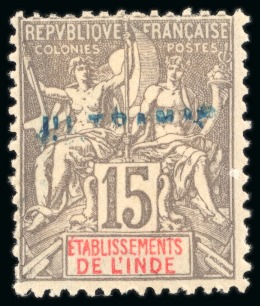 Stamp of Colonies françaises » Inde 1900-07, Type Groupe Y&T n°15 15 centimes gris avec