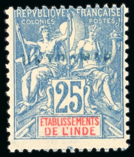 Stamp of Colonies françaises » Inde 1900-07, Type Groupe Y&T n°16 25 centimes bleu avec