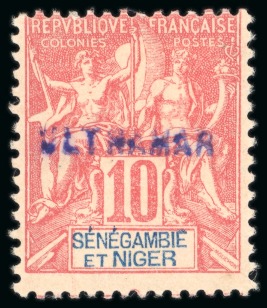 Stamp of Colonies françaises » Sénégambie et Niger 1903, Type Groupe Y&T n°5 10 centimes rouge avec frappe