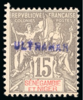 Stamp of Colonies françaises » Sénégambie et Niger 1903, Type Groupe Y&T n°6 15 centimes gris avec frappe