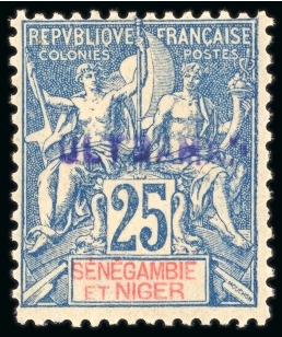 Stamp of Colonies françaises » Sénégambie et Niger 1903, Type Groupe Y&T n°8 25 centimes bleu avec frappe