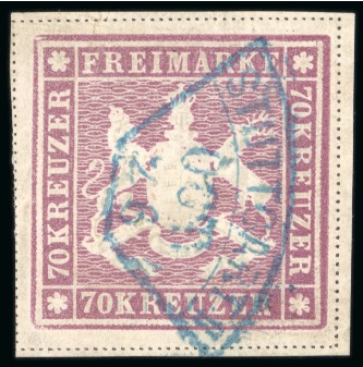 Stamp of German States » Wurttemberg 1873 70Kr red lilac used