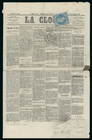 Stamp of France » Guerre de 1870-1871 1870, 29 novembre, Journal "La Cloche" n°322 transporté
