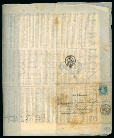 Stamp of France » Guerre de 1870-1871 Dimanche 13 novembre 1870, Le Ballon-Poste n°4, affranchissement