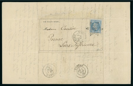 Stamp of France » Guerre de 1870-1871 Samedi 22 octobre 1870, Gazette des Absents n°1, affranchissement