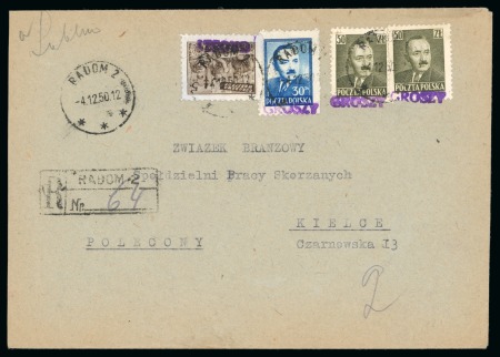 Stamp of Poland » Collections Poland: 1945-53 Assembly mainly comprising covers (64), mostly with Groszi provisional overprints
