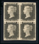 Stamp of Great Britain » Officials 1840 1d. black VR official, KI-LJ, a very fine mint block of four, 